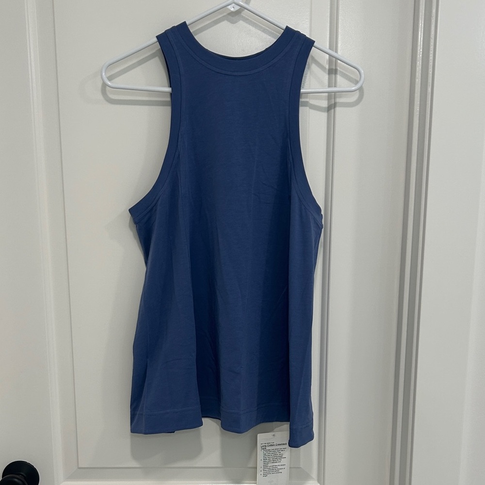 NWT Lululemon Athletica Long Cotton Crewneck Blue Tank Top
